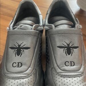 Moving Sale Authentic Dior D-Bee Metallic Silver Leather Sneaker